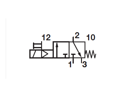 Zawór sterowany elektrycznie 3/2 monostabilny powrót sprężyną IN-LINE seri V60 (1/8 - 1/2) bez cewki - 2